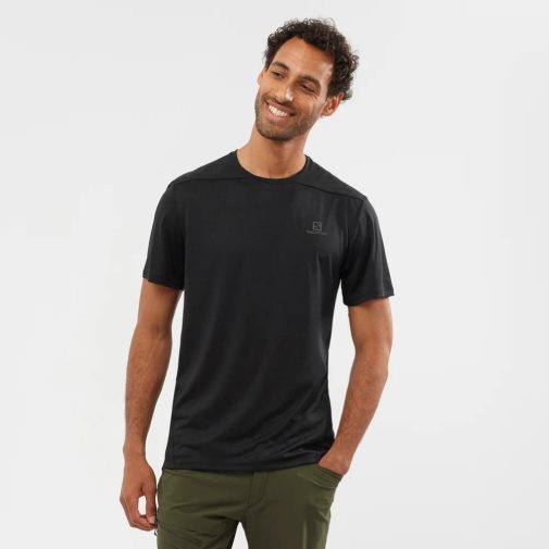 Black Salomon Outline Short Sleeve Men's T-Shirts | PH 76094Z